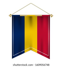 Realistic pennant flag of Chad isolated on white background. vector illustration EPS 10