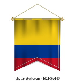 Realistic pennant flag of Colombia isolated on white background. vector illustration EPS 10