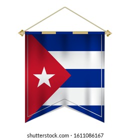 Realistic pennant flag of Cuba isolated on white background. vector illustration EPS 10