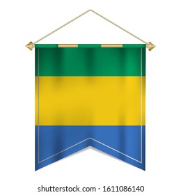 Realistic pennant flag of Gabon isolated on white background. vector illustration EPS 10