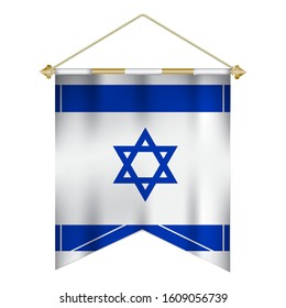 Realistic pennant flag of israel isolated on white background. vector illustration EPS 10