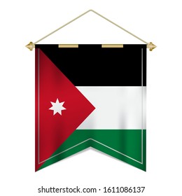 Realistic pennant flag of Jordan isolated on white background. vector illustration EPS 10