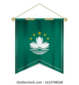 Realistic pennant flag of Macau isolated on white background. vector illustration EPS 10