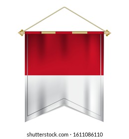 Realistic pennant flag of Monaco isolated on white background. vector illustration EPS 10