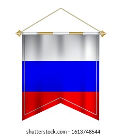 Realistic pennant flag of Russia isolated on white background. vector illustration EPS 10
