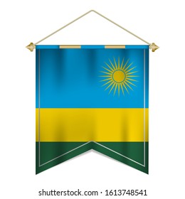 Realistic pennant flag of Rwanda isolated on white background. vector illustration EPS 10