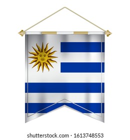 Realistic pennant flag of Uruguay isolated on white background. vector illustration EPS 10