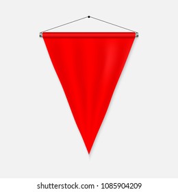 Realistic Pennant Template. Blank 3D Flag.