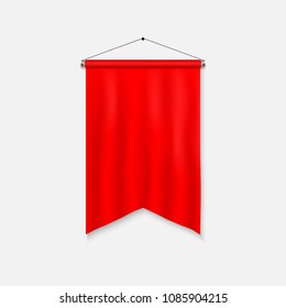 Realistic Pennant Template. Blank 3D Flag.