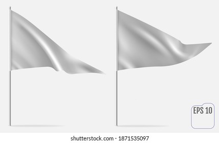 Realistic Pennant Template. Vector triangle flag mockup