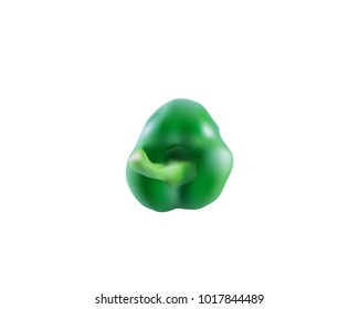 Realistic pepper on white background. Green vector pepper.
