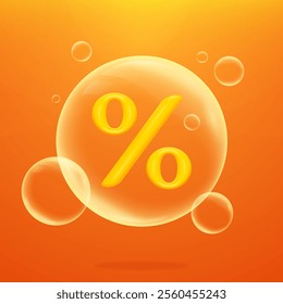 Realistic percent design inside bubbles