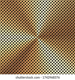Textura de metal perforado realista. Fondo de acero inoxidable pulido. Ilustración vectorial.