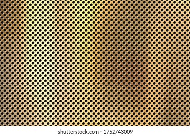 Realistic perforated brushed metal texture. Polished stainless steel background. Vector illustration.