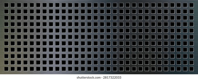 Realistic perforated plate texture with industrial metal panel, metallic surface, perforation, mesh, lattice and abstract design for wallpaper, graphics and presentations.
