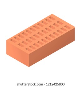 Realistic performance of hollow brick in isometry. Vector illustration on white background