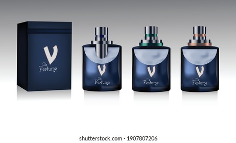Realistic perfumes made in vectors, viewed from the front