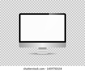 Realistic personal computer screen. Monitor template. Empty screen. Mock up template in trendy realistic design. EPS 10
