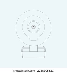 ilustración de arte de la línea de webcam de un ordenador personal realista. formato eps10
