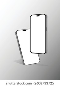 Realistic Perspective Smartphone Mockup. Modern Mobile Device with Blank Screen Vector Template