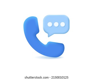 Realistic phone call with bubble chat vector isolated. 3d vector icon illustrations design