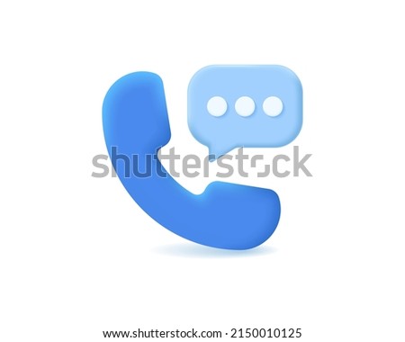Realistic phone call with bubble chat vector isolated. 3d vector icon illustrations design
