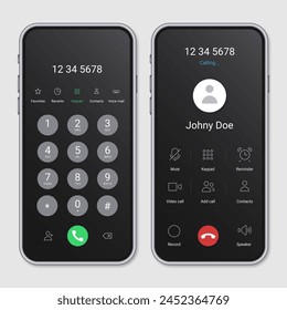 Realistic phone call screen interface illustration vector design in eps 10