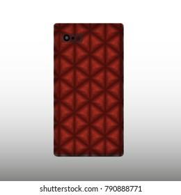 Realistic phone case. Mobile phone icon. Dark red cover.
Illustration can be used in the internet advertisements,
banners, websites.
