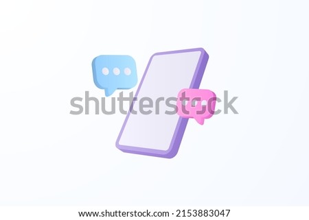 Realistic phone chat 3d icon design illustrations. Mobile, chat, communication, conversation vector design concept