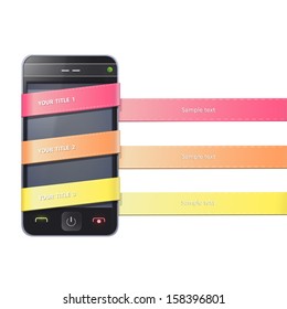 Realistic Phone with colorful select button. Vector illustration. 