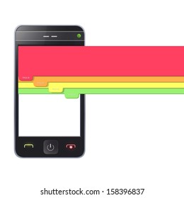 Realistic Phone with colorful select button. Vector illustration. 