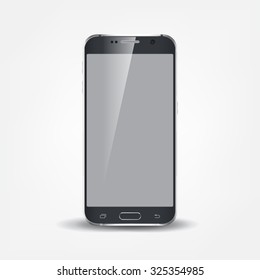 Realistic phone design concept. Black color device.