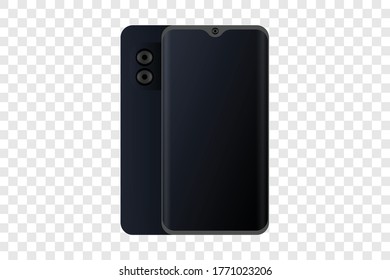 Realistic phone and glossy earth.Vector object isolated on transparent background