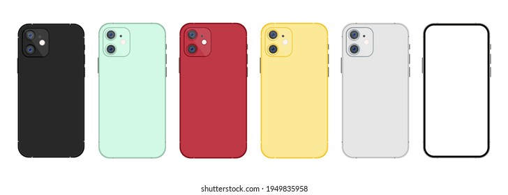 Un teléfono falso realista. Plantilla de dispositivo. EPS vectorial 10. Aislado sobre fondo blanco