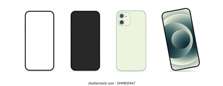 Realistisches Telefon-Mockup Set. Geräteanzeigevorlage. Vektor EPS10. Einzeln auf weißem Hintergrund.
