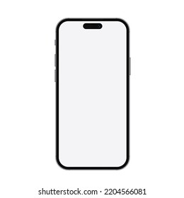 Parodias telefónicas realistas para cualquier ilustración vectorial de proyecto. Nueva versión de moda del marco delgado negro muestra el smartphone con pantalla blanca en blanco.