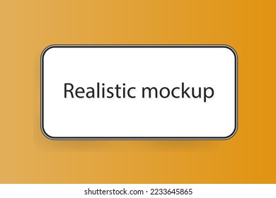 Realistic phone mockup. Device smartphone mockup for presentation template. Cellphone frame with blank display isolated templates. Orange background. 3d isometric illustration