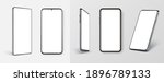 Realistic phone mockup. Smartphone blank screen, phone mockup. Template for infographics or presentation UI, UX design interface. Cellphone frame with blank display. Realistic 3d smartphones Mockup