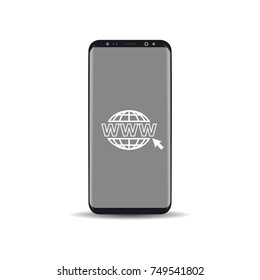 Realistic phone with web site logo on the screen
