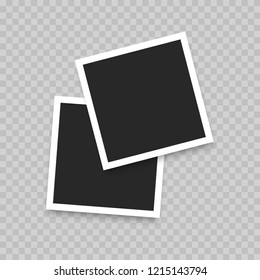 Realistic photo frame isolated on transparent background. Vector illustration.