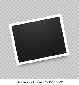 Realistic photo frame isolated on transparent background. Vector illustration.