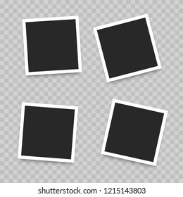 Realistic photo frame isolated on transparent background. Vector illustration.