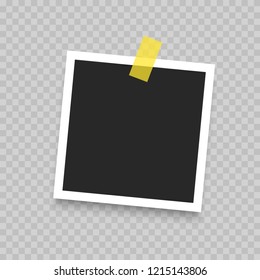 Realistic photo frame isolated on transparent background. Vector illustration.