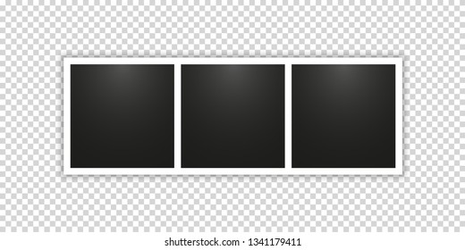 Realistic photo frame isolated on transparent background. Vector illustration