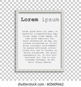 Realistic photo frame isolated on white background. Pictures frame vector illustration.
