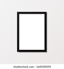 realistic photo frame isolated vector on white wall, Foto frame mockup