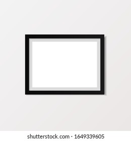 realistic photo frame isolated vector on white wall, Foto frame mockup