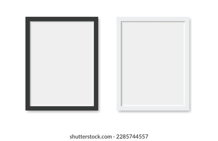 Realistic photo frame mockup isolated on white. Empty frame template for poster, photo gallery, picture, painting or lettering