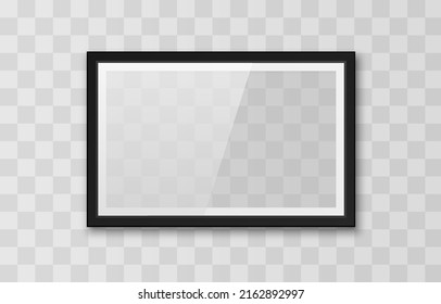 Realistic photo frame mockup. Vector photo frame on an isolated transparent background. Blank frame mockup.