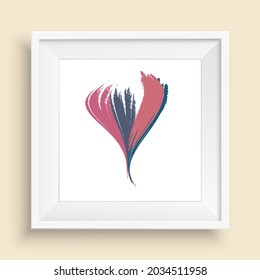 Realistic photo frame with modern art balloon in brush stroke in pastel colors. Vector illustration